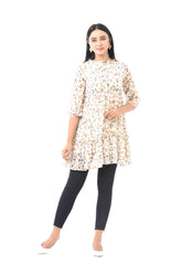 Women's Casual Tops (White Printed)